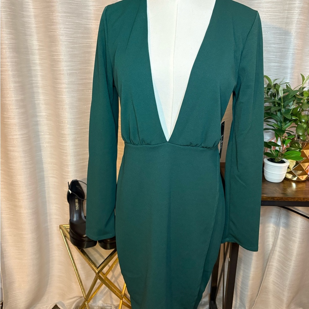 Lulu's Deep Green Long Sleeve Dress